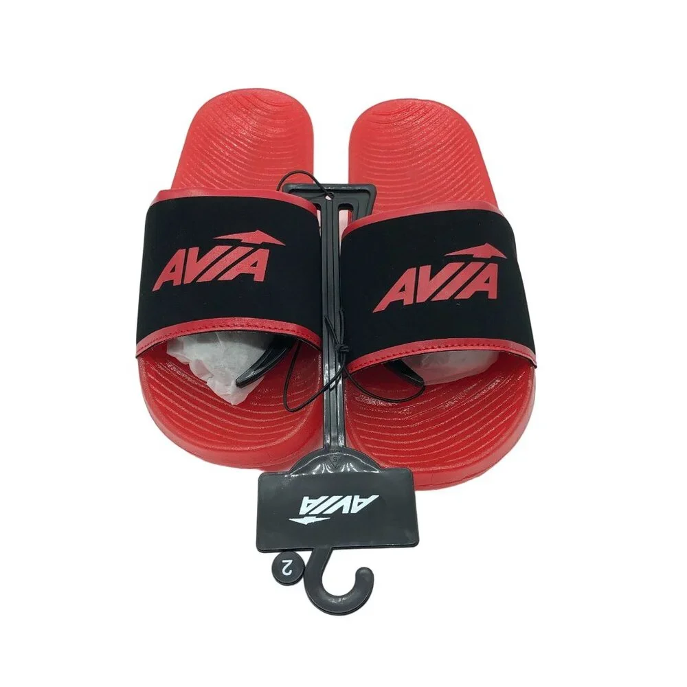 Avia Boys Avi-Light Up Sandals Slides Logo Black Red 3